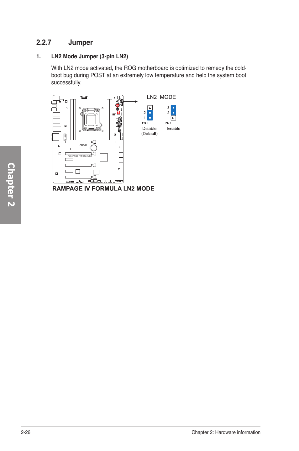 7 jumper, Jumper -26, Chapter 2 | Asus Rampage IV Formula User Manual | Page 50 / 174