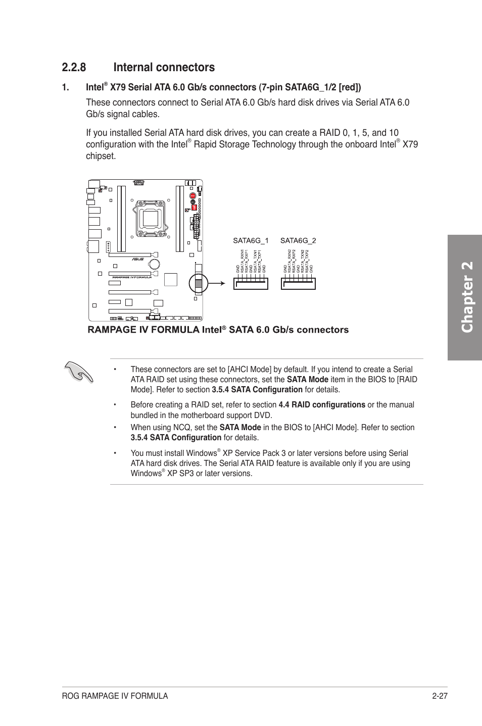 8 internal connectors, Internal connectors -27, Chapter 2 | Asus Rampage IV Formula User Manual | Page 51 / 174