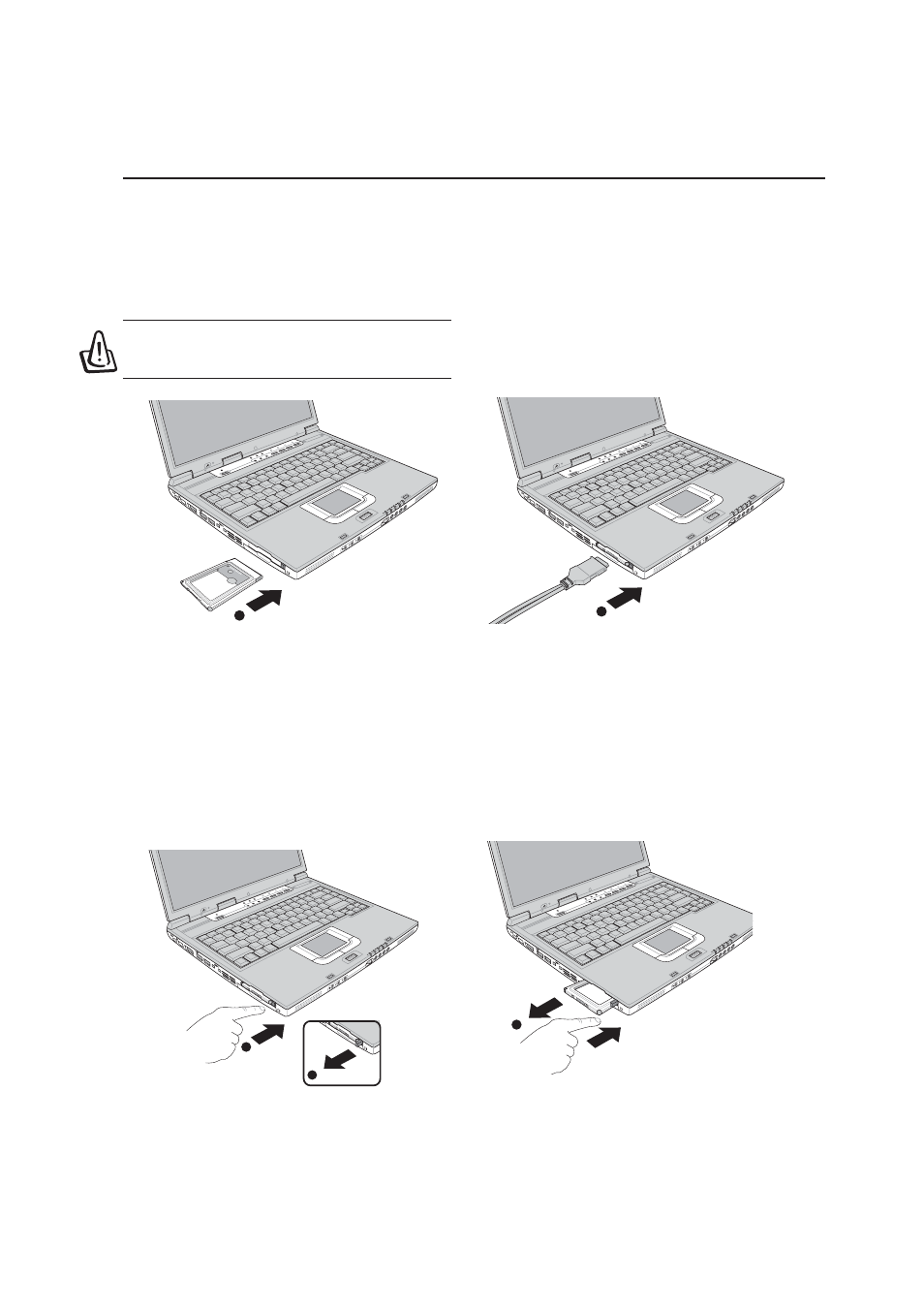 Inserting a pc card (pcmcia), Removing a pc card (pcmcia) | Asus L4R User Manual | Page 48 / 72