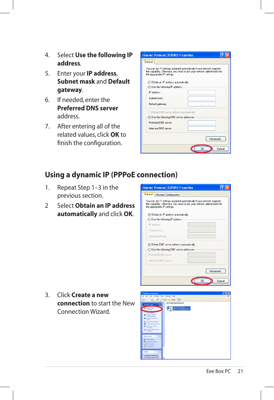 Using a dynamic ip (pppoe connection) | Asus B202 User Manual | Page 21 / 32