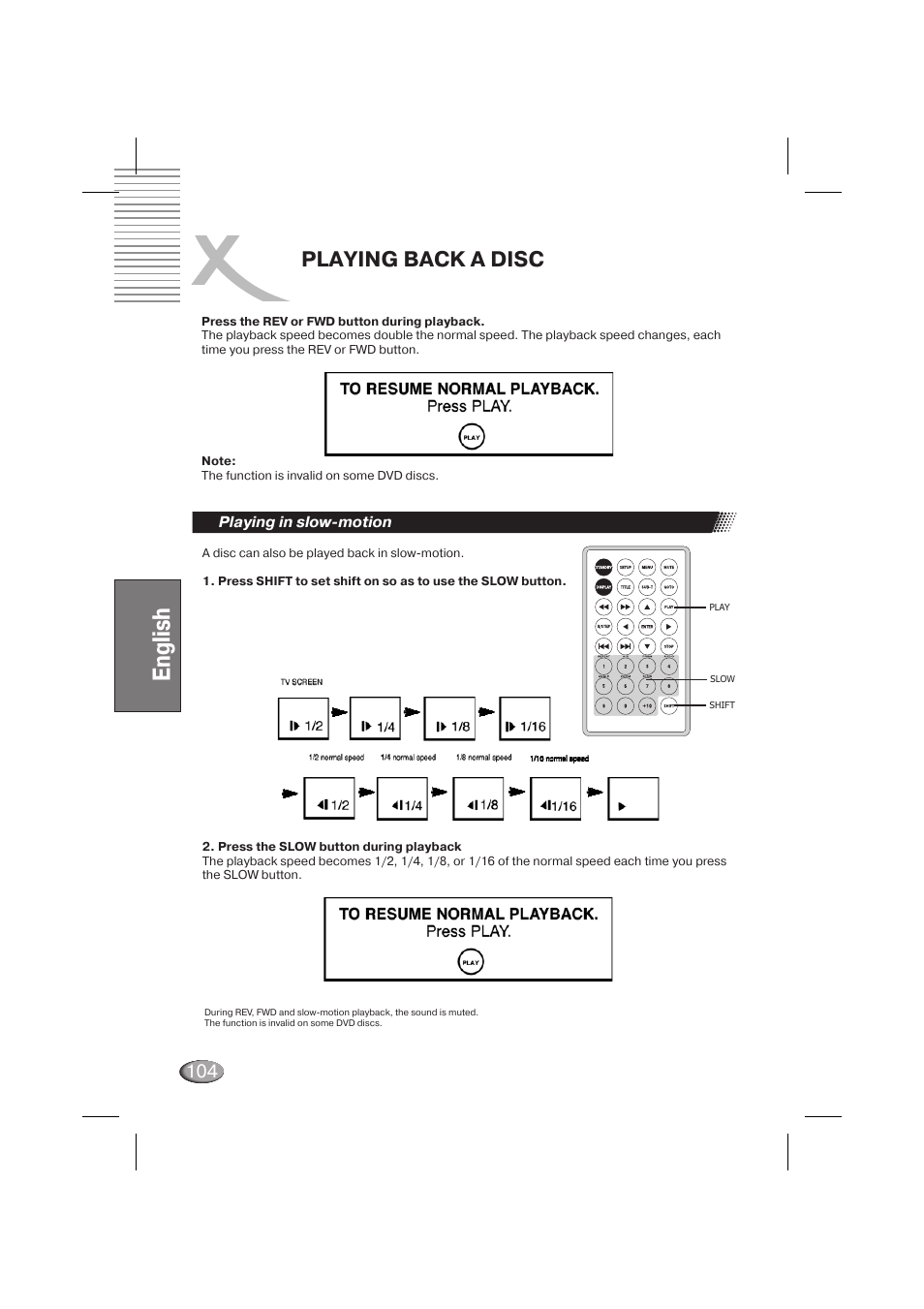 English, Playing back a disc | Xoro HSD 710 User Manual | Page 104 / 124