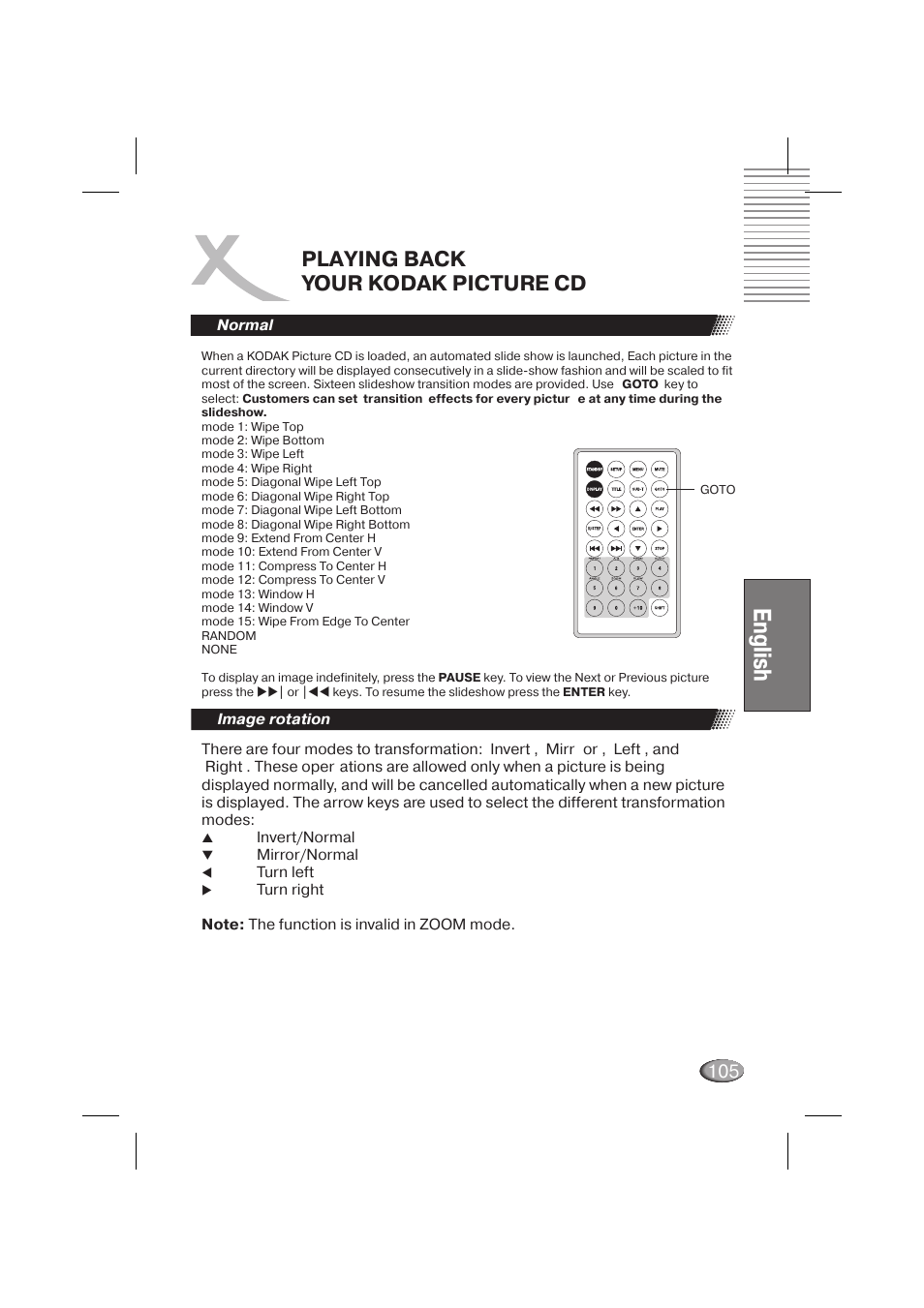 English, Playing back your kodak picture cd | Xoro HSD 710 User Manual | Page 105 / 124