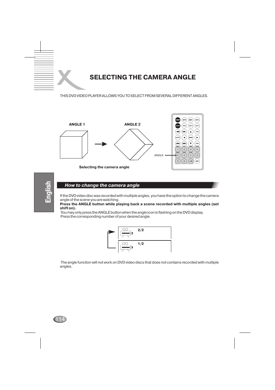 English, Selecting the camera angle | Xoro HSD 710 User Manual | Page 114 / 124