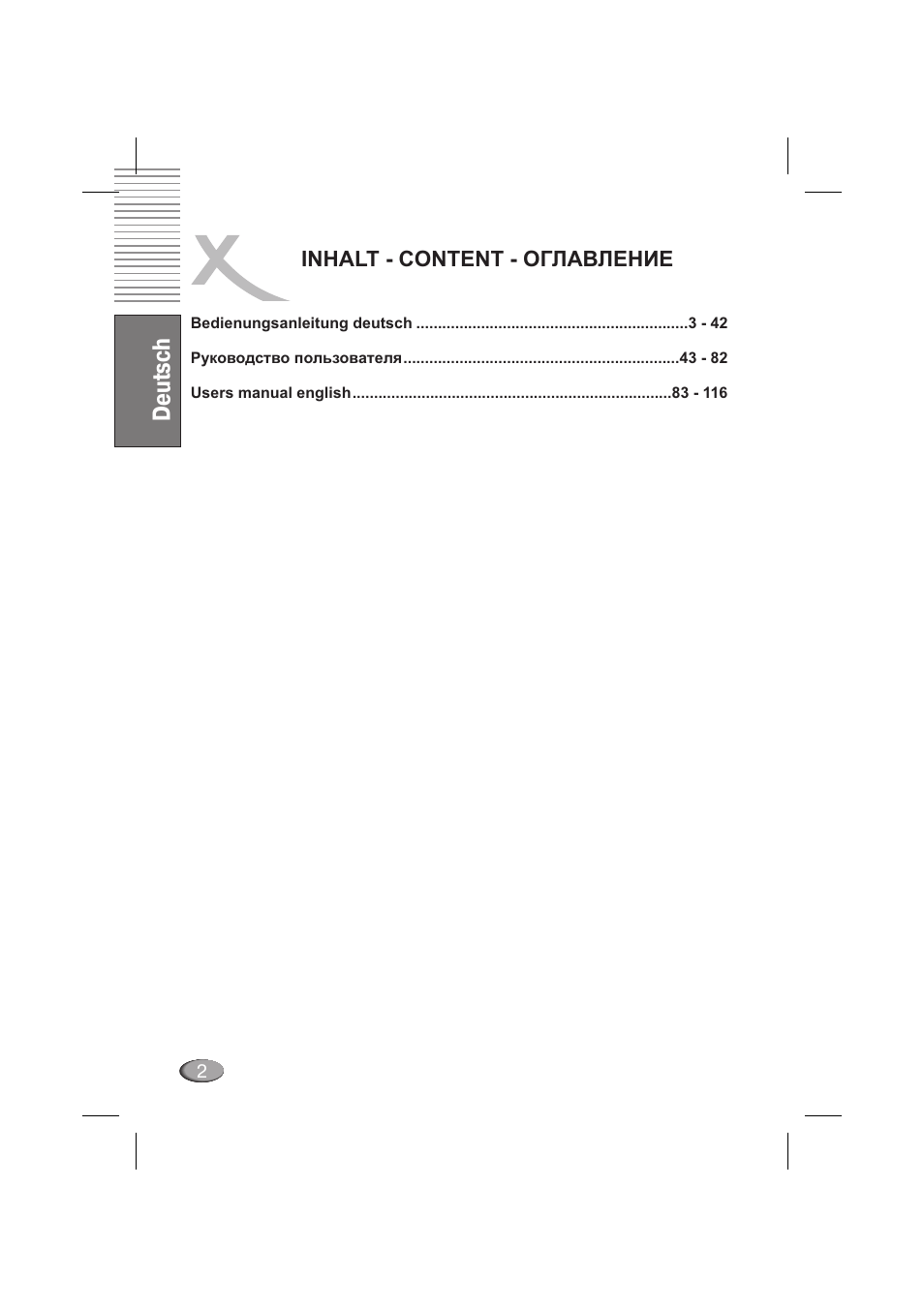 Deutsch | Xoro HSD 710 User Manual | Page 2 / 124