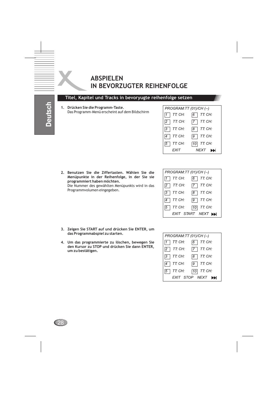 Deutsch, Abspielen in bevorzugter reihenfolge | Xoro HSD 710 User Manual | Page 28 / 124