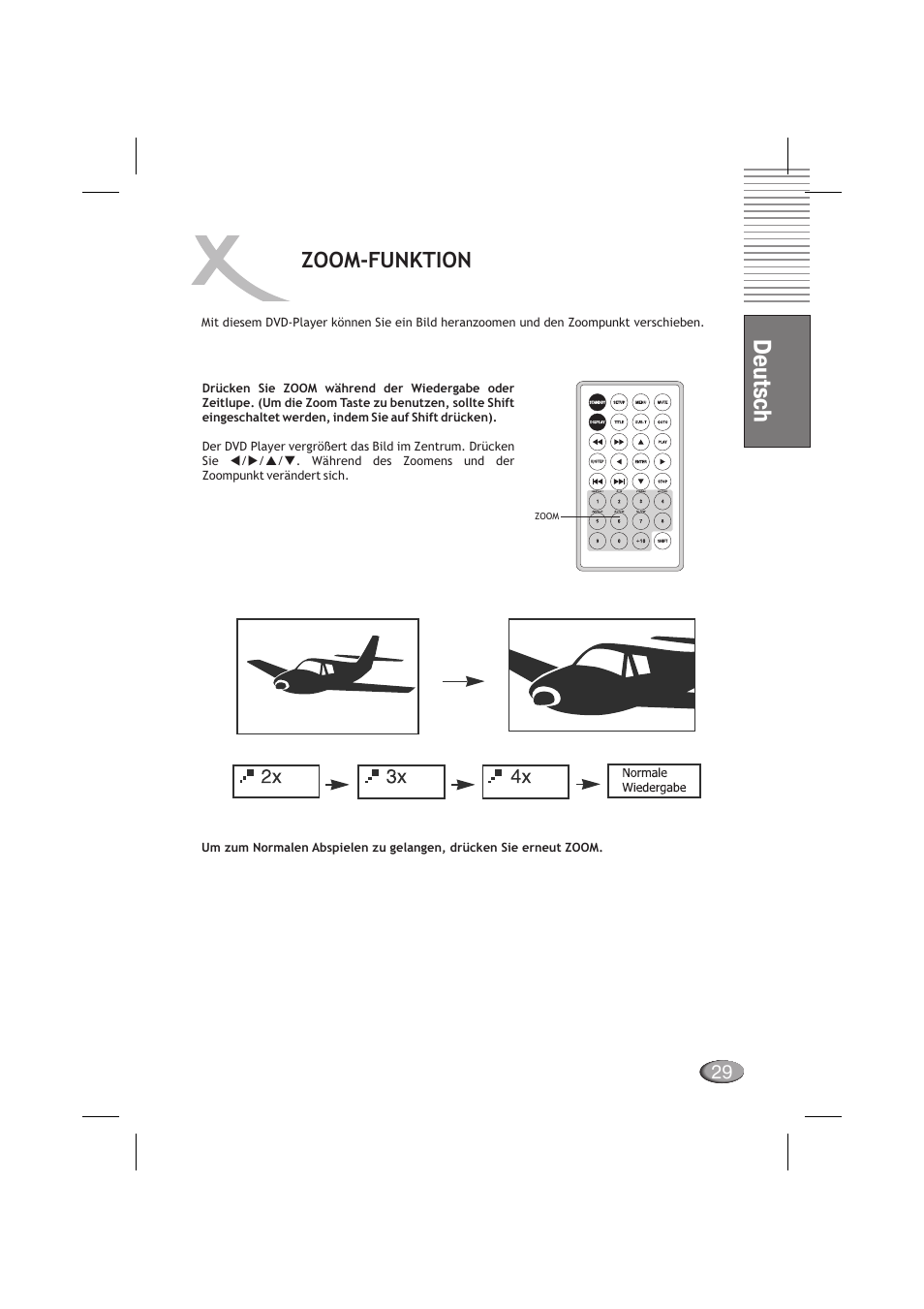 Deutsch, Zoom-funktion | Xoro HSD 710 User Manual | Page 29 / 124