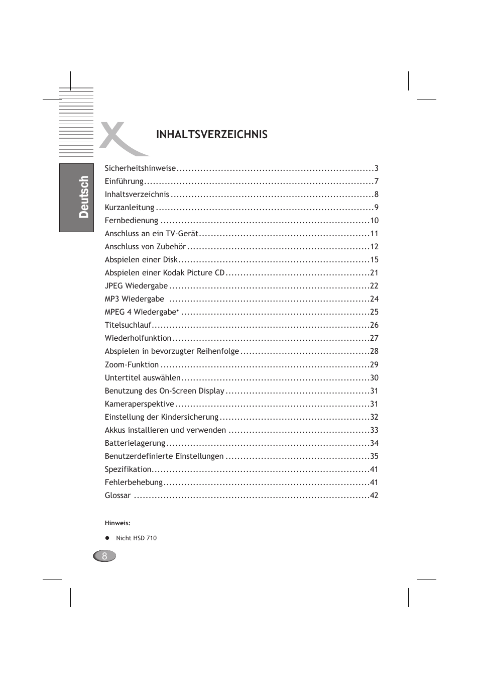 Xoro HSD 710 User Manual | Page 8 / 124