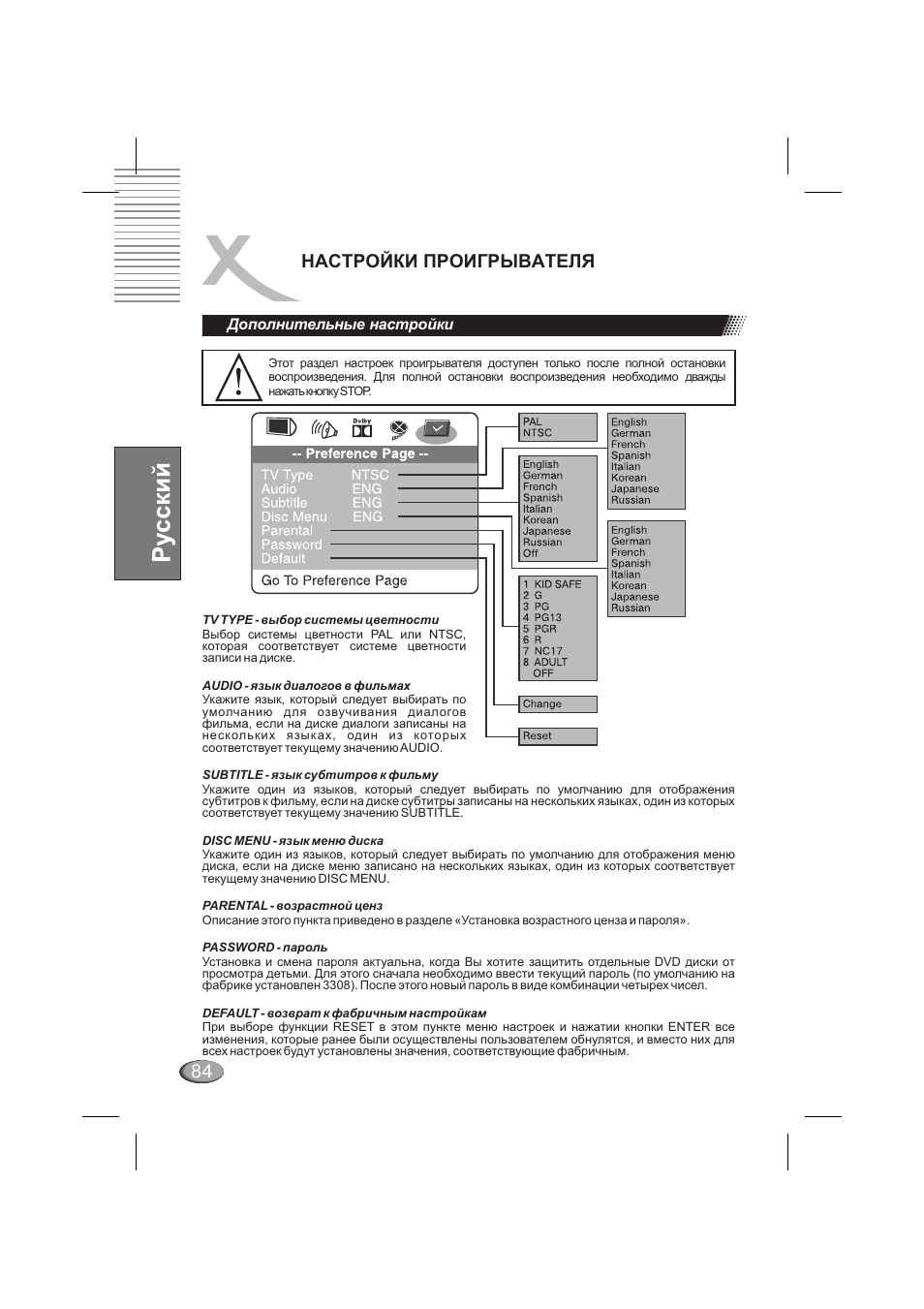 84 настройки проигрывателя | Xoro HSD 710 User Manual | Page 84 / 124