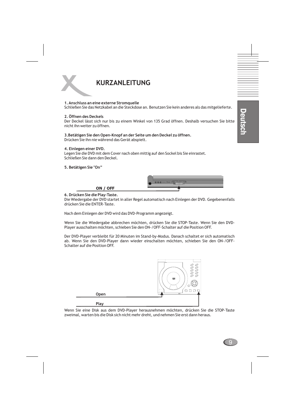Deutsch, Kurzanleitung | Xoro HSD 710 User Manual | Page 9 / 124