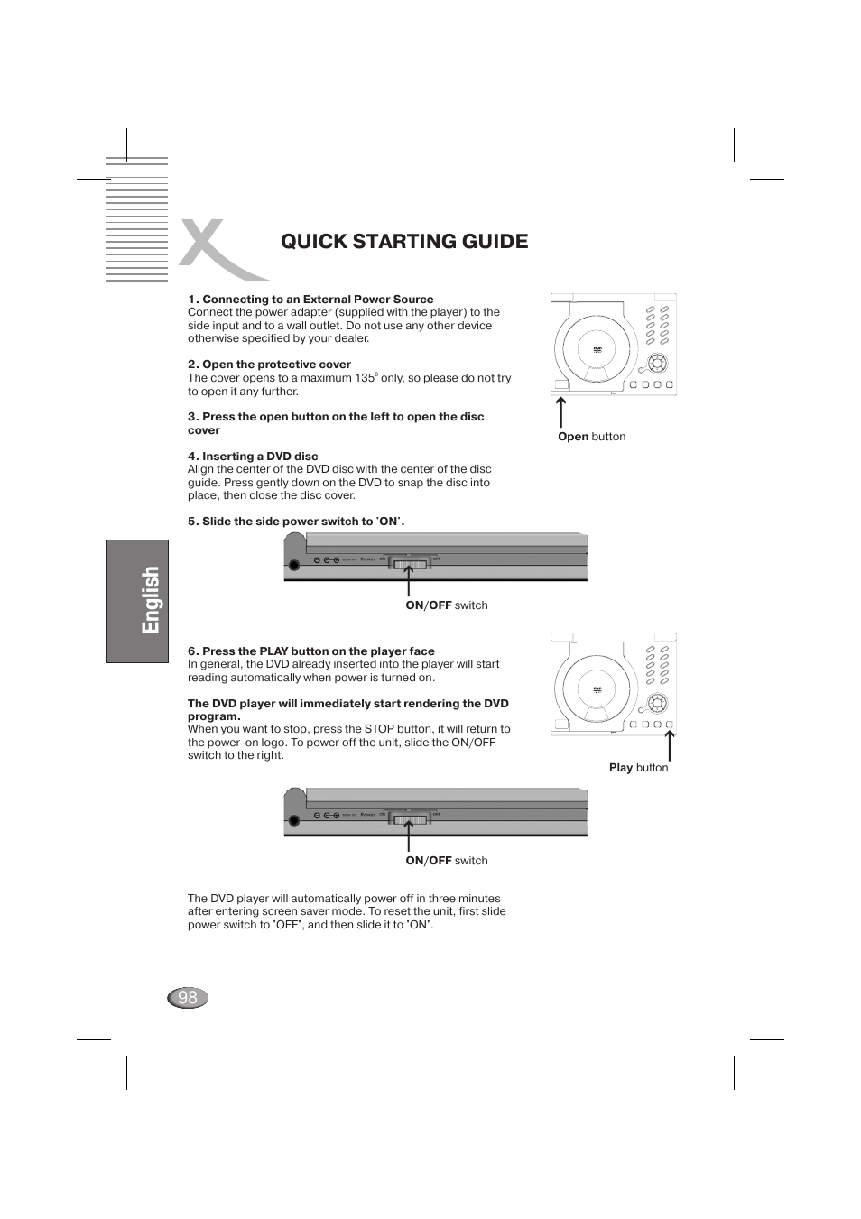 English, Quick starting guide | Xoro HSD 710 User Manual | Page 98 / 124