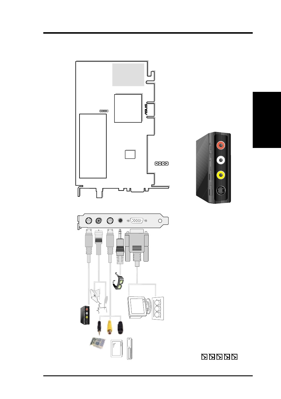 Hardware setup, Item checklist, Asus v7100 / deluxe combo layout | 32mb frame buf fer, Asus a v adapter | Asus V7100 Series User Manual | Page 11 / 124