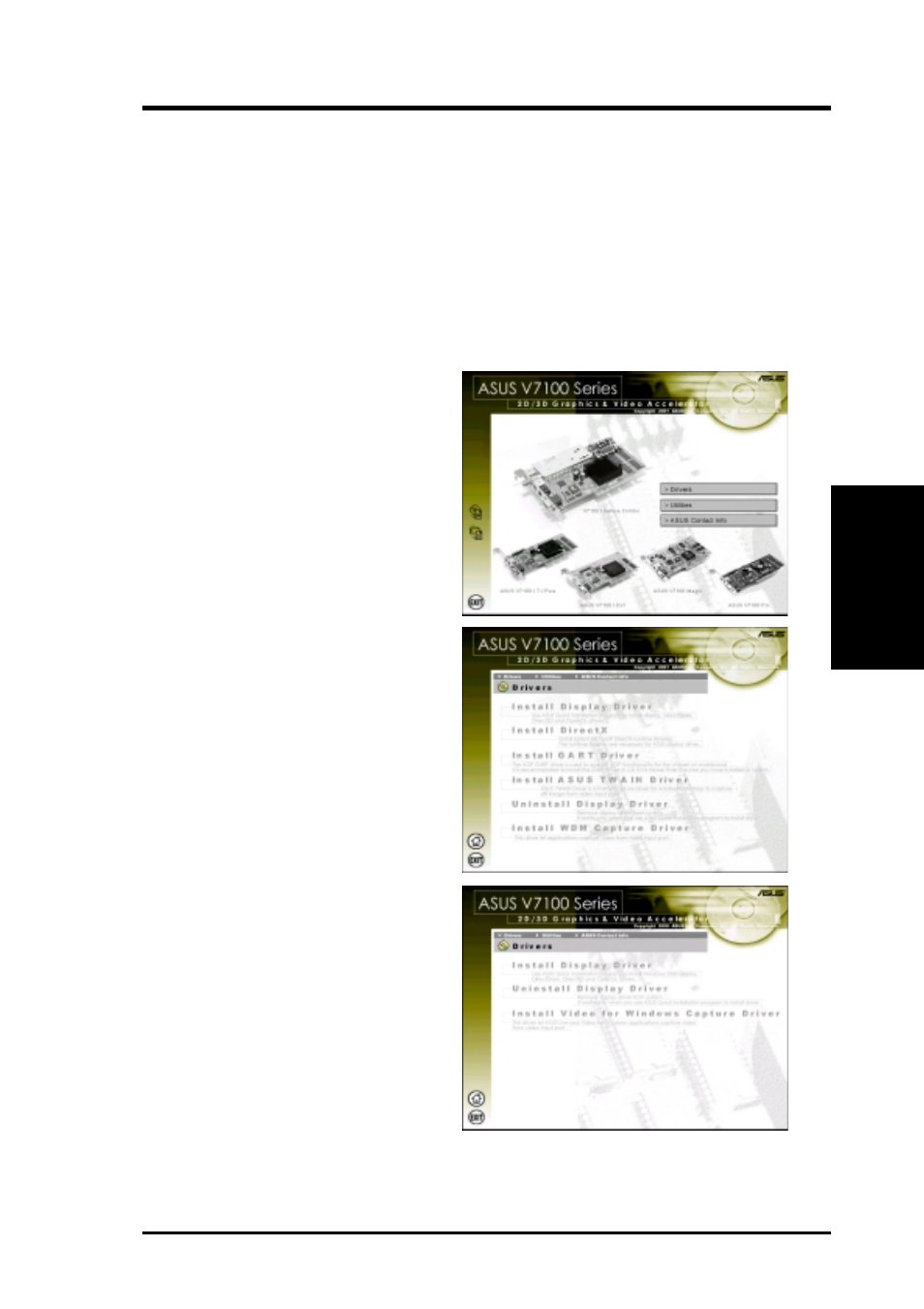 Software setup, Drivers, Install display driver | Asus V7100 Series User Manual | Page 29 / 124