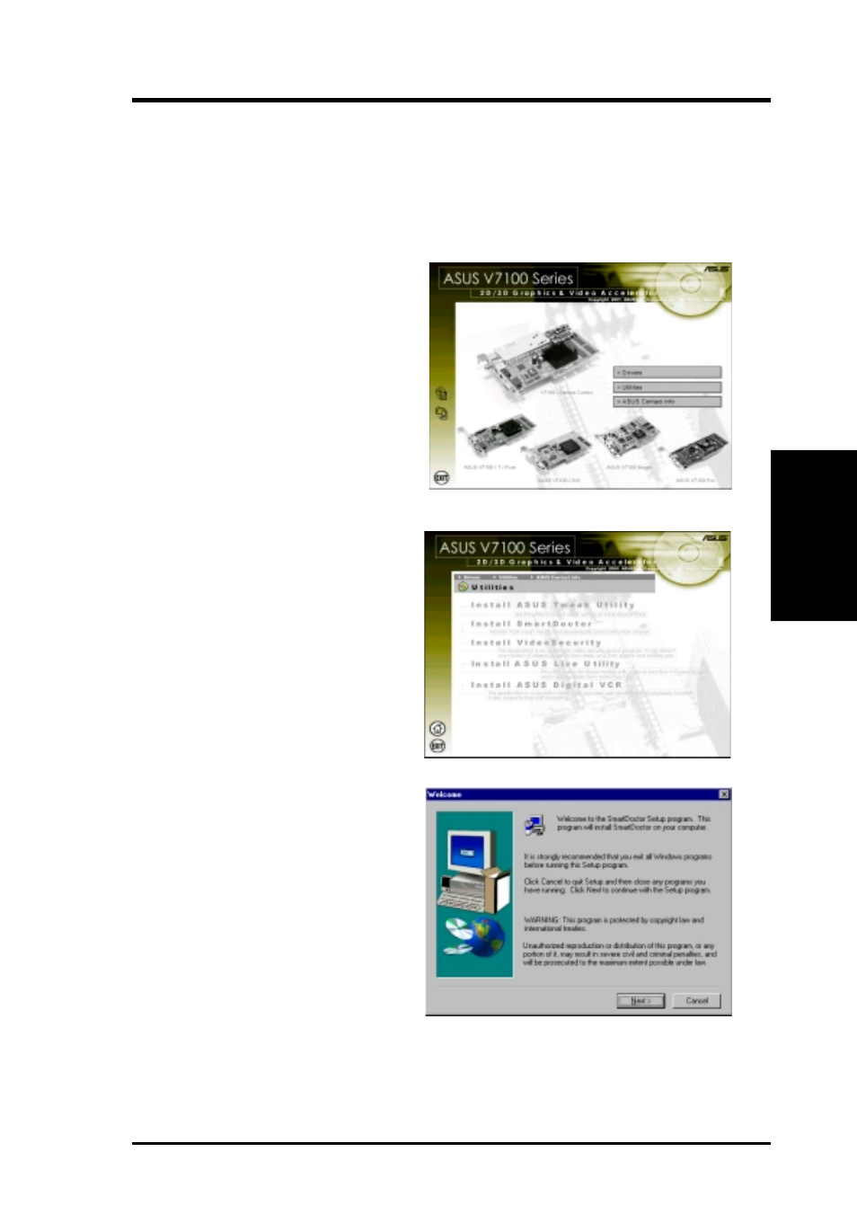 Software setup, Install smartdoctor | Asus V7100 Series User Manual | Page 39 / 124