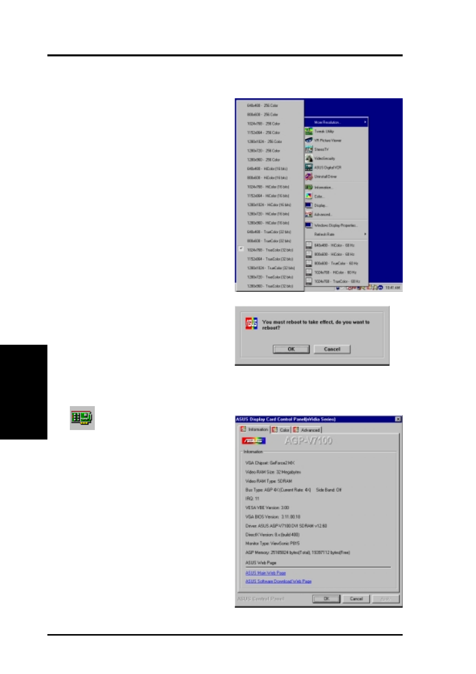 Software reference, Information, More resolution | Asus V7100 Series User Manual | Page 44 / 124