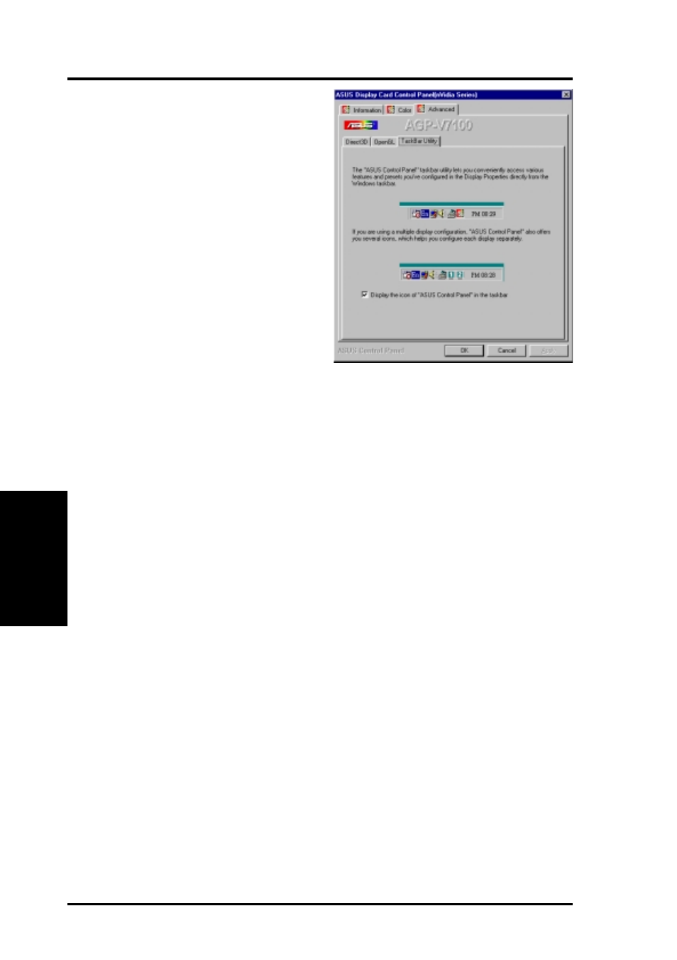 Software reference, Taskbar utility | Asus V7100 Series User Manual | Page 54 / 124