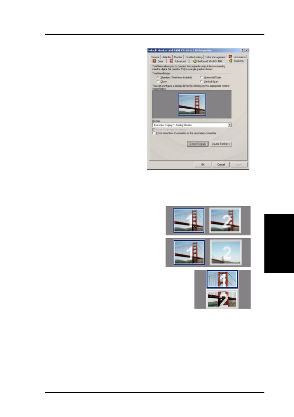 Software reference, Twinview, Windows 2000 | Asus V7100 Series User Manual | Page 63 / 124
