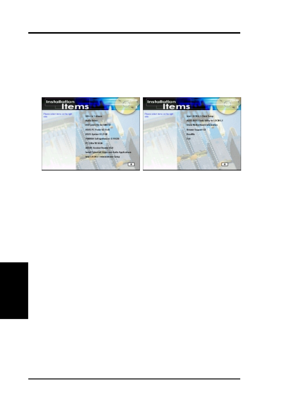 Software setup, 3 a7v-e series motherboard support cd, 1 installation menu | Asus A7V-E User Manual | Page 76 / 84