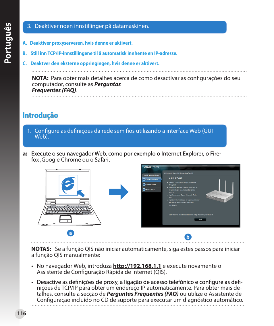 Por tuguês, Introdução | Asus RT-N16 User Manual | Page 104 / 147