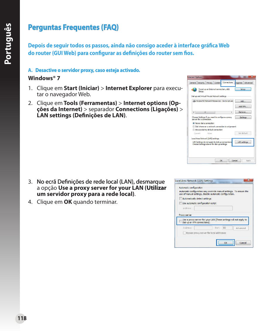 Por tuguês, Perguntas frequentes (faq) | Asus RT-N16 User Manual | Page 106 / 147