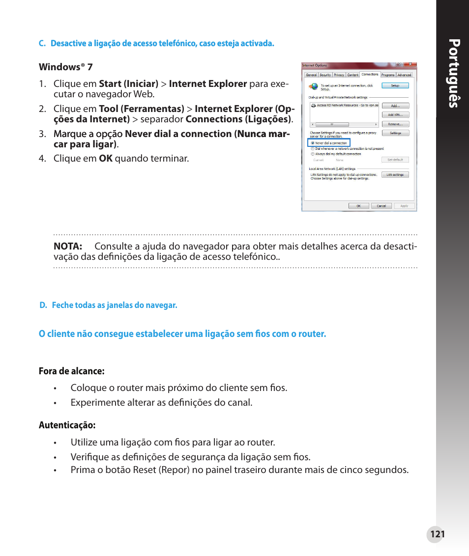 Por tuguês | Asus RT-N16 User Manual | Page 109 / 147