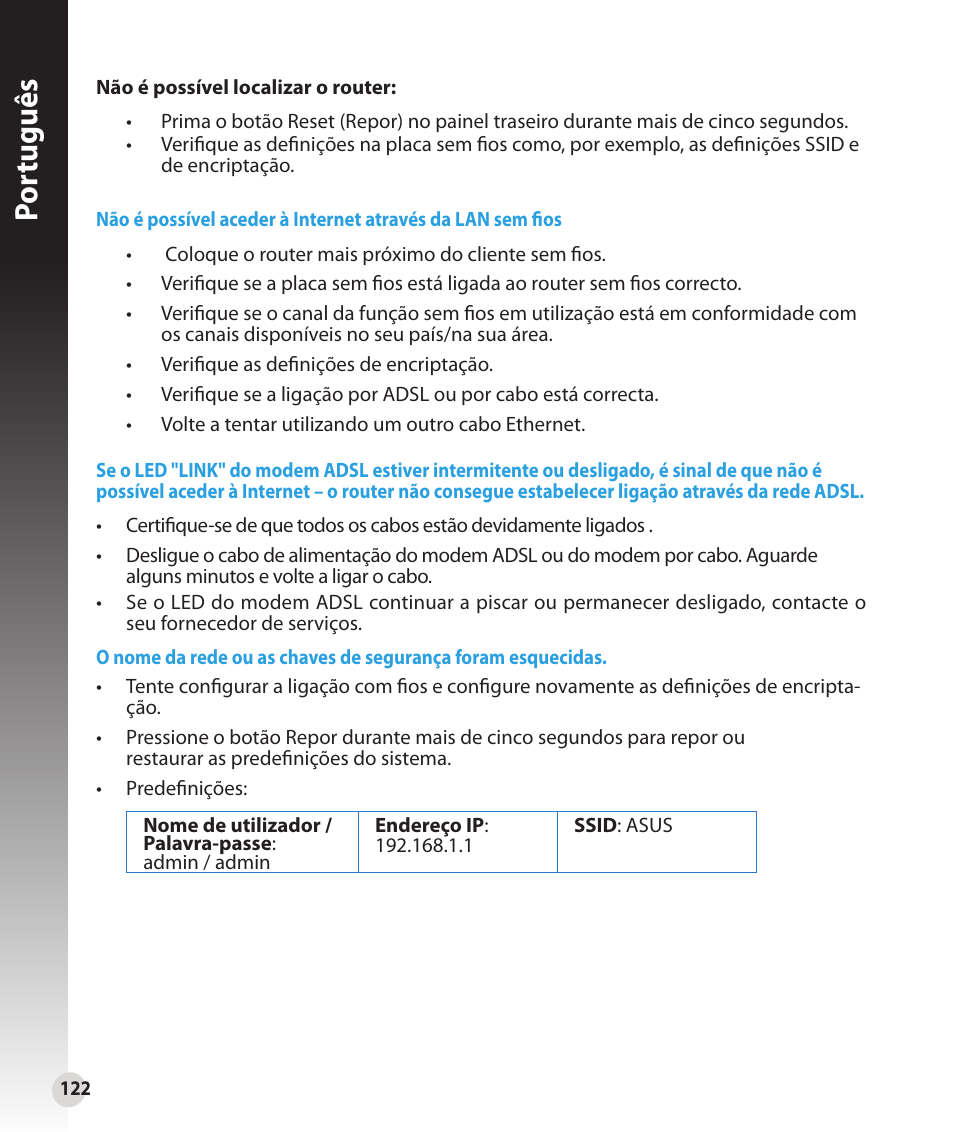 Por tuguês | Asus RT-N16 User Manual | Page 110 / 147