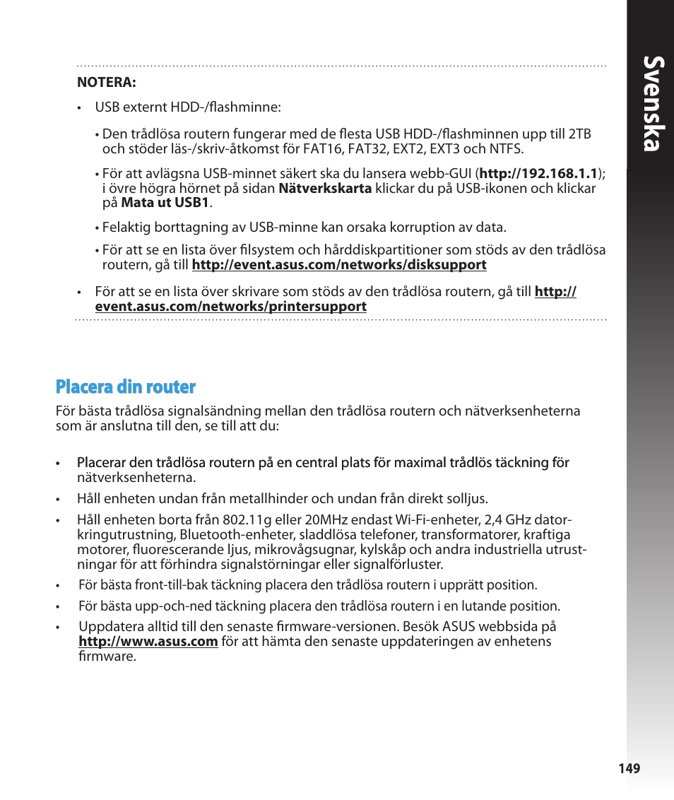 Sv ensk a, Placera din router | Asus RT-N16 User Manual | Page 137 / 147