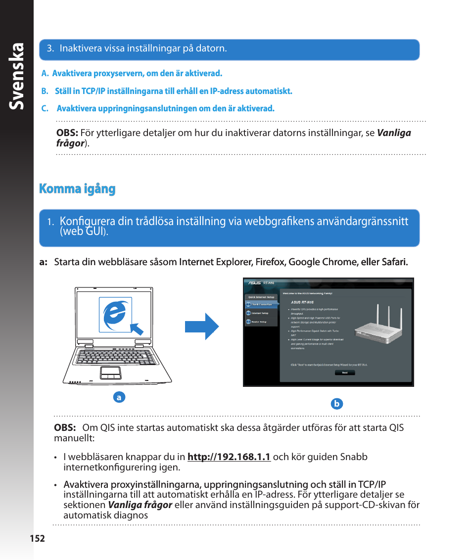 Sv ensk a, Komma igång | Asus RT-N16 User Manual | Page 140 / 147