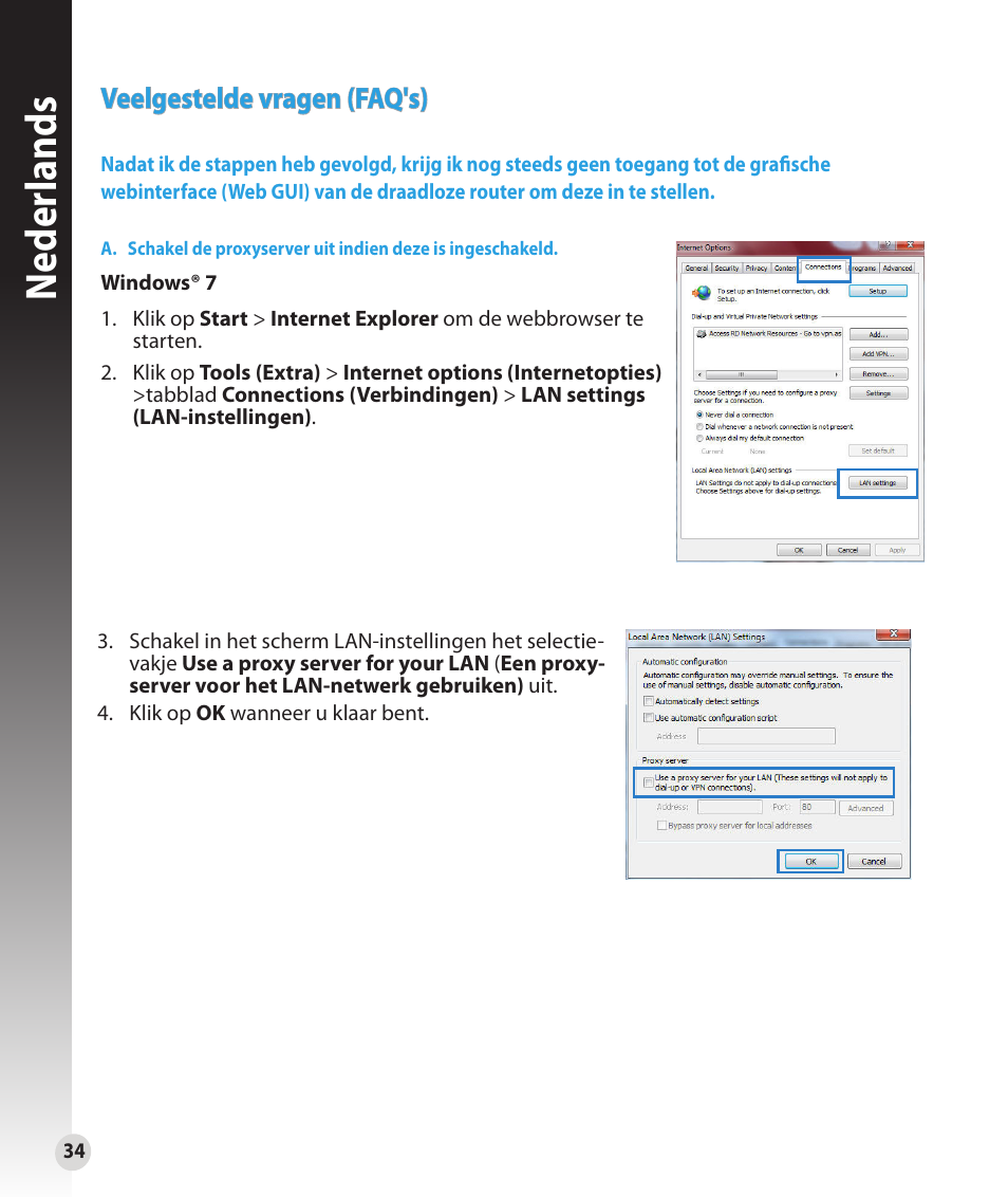 Neder lands, Veelgestelde vragen (faq's) | Asus RT-N16 User Manual | Page 34 / 147
