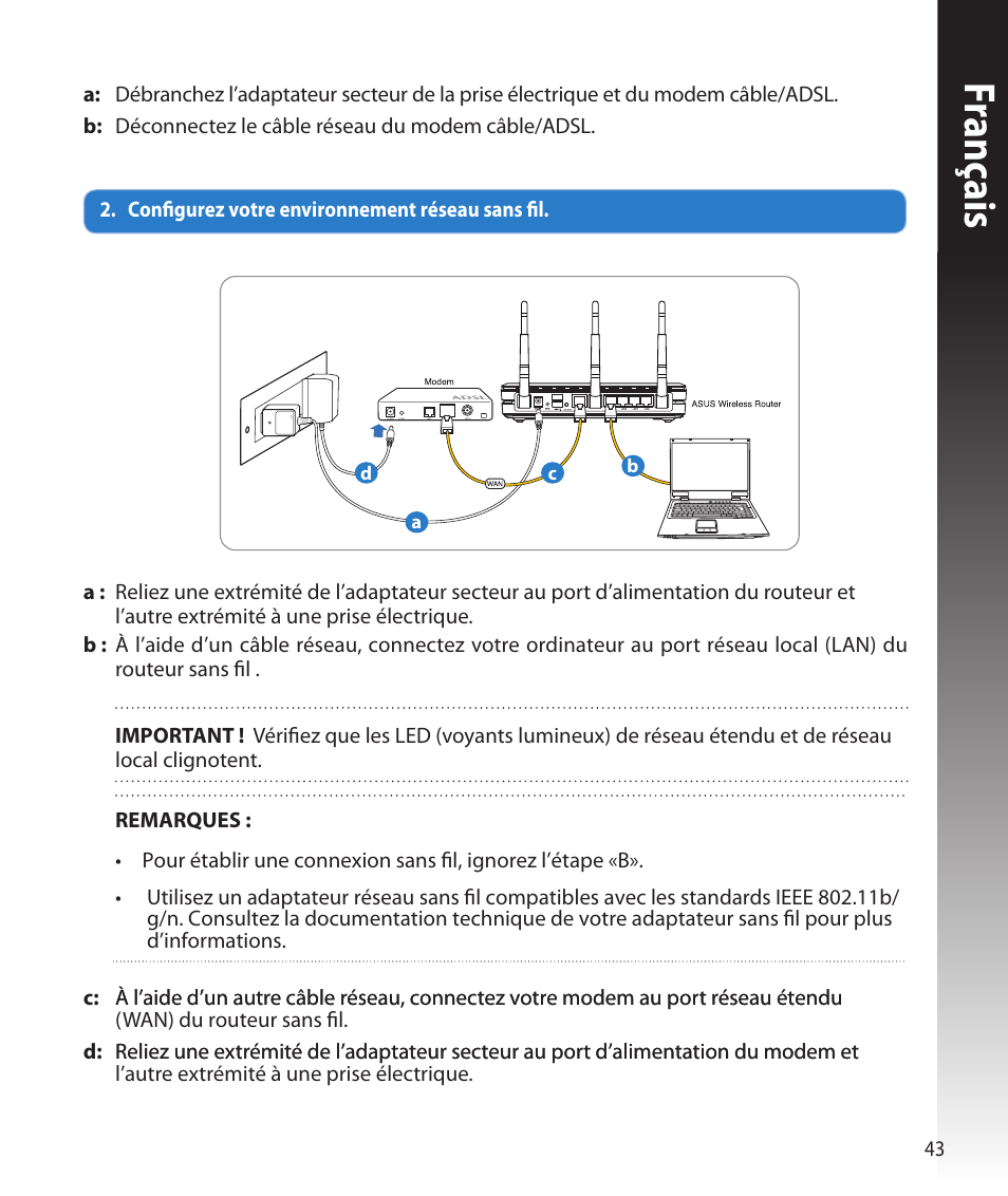 Franç ais | Asus RT-N16 User Manual | Page 43 / 147