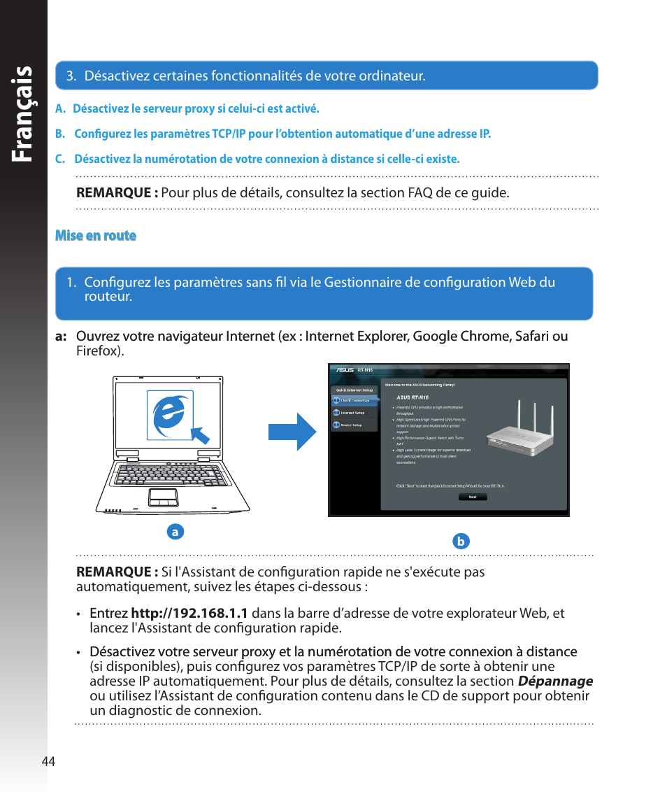 Fr anç ais | Asus RT-N16 User Manual | Page 44 / 147