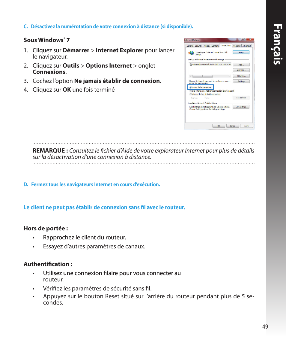 Franç ais | Asus RT-N16 User Manual | Page 49 / 147