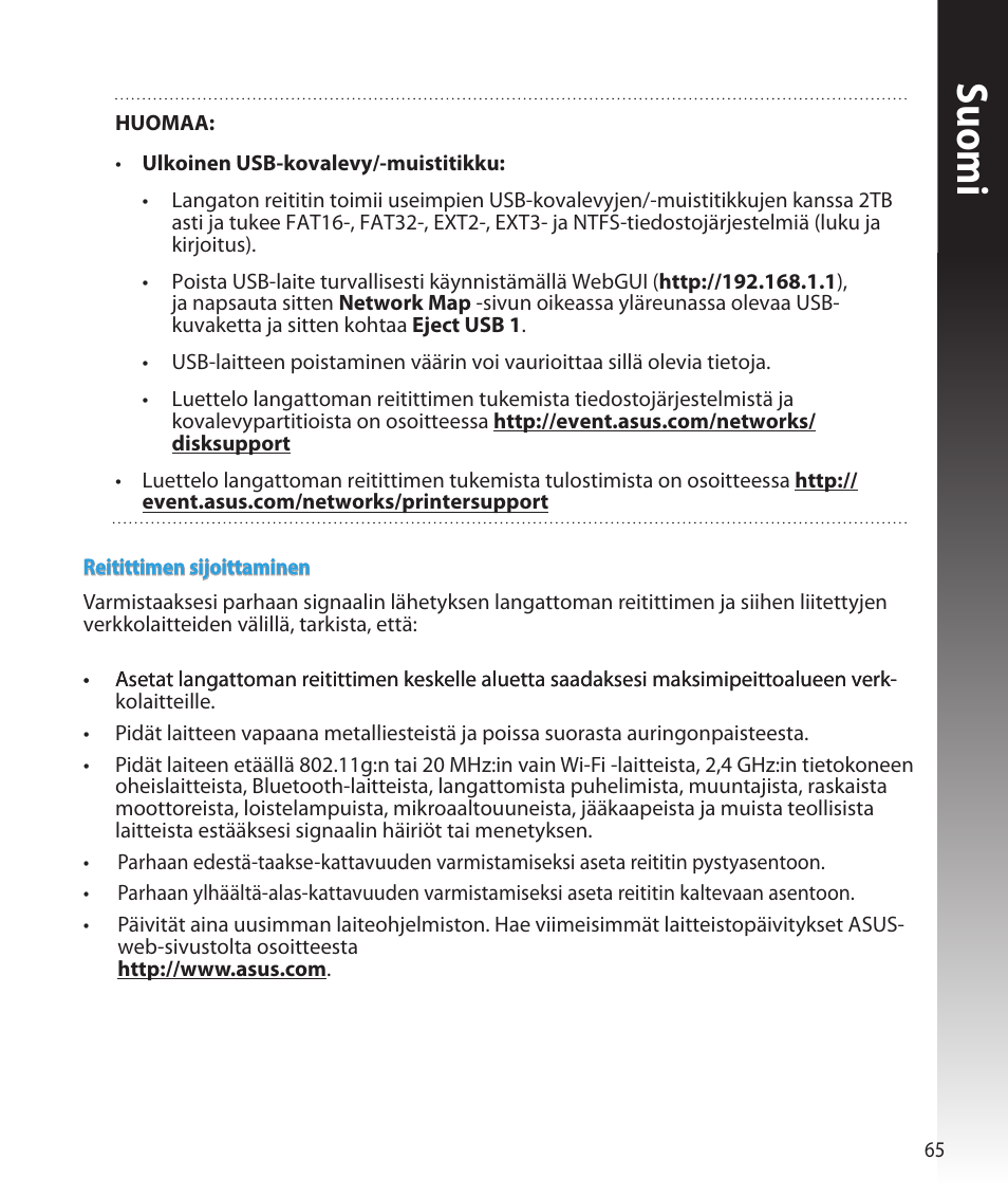 Suomi | Asus RT-N16 User Manual | Page 53 / 147