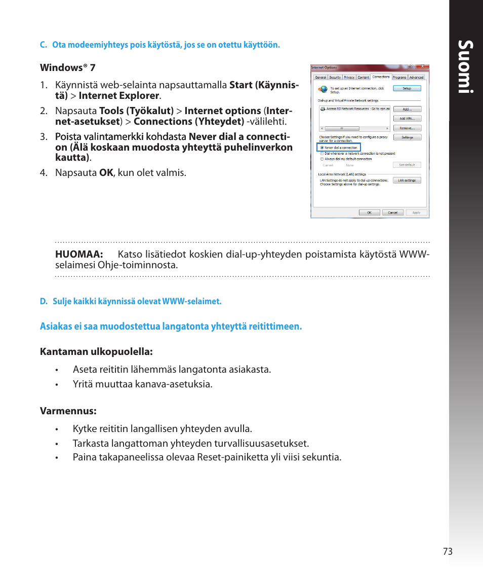 Suomi | Asus RT-N16 User Manual | Page 61 / 147