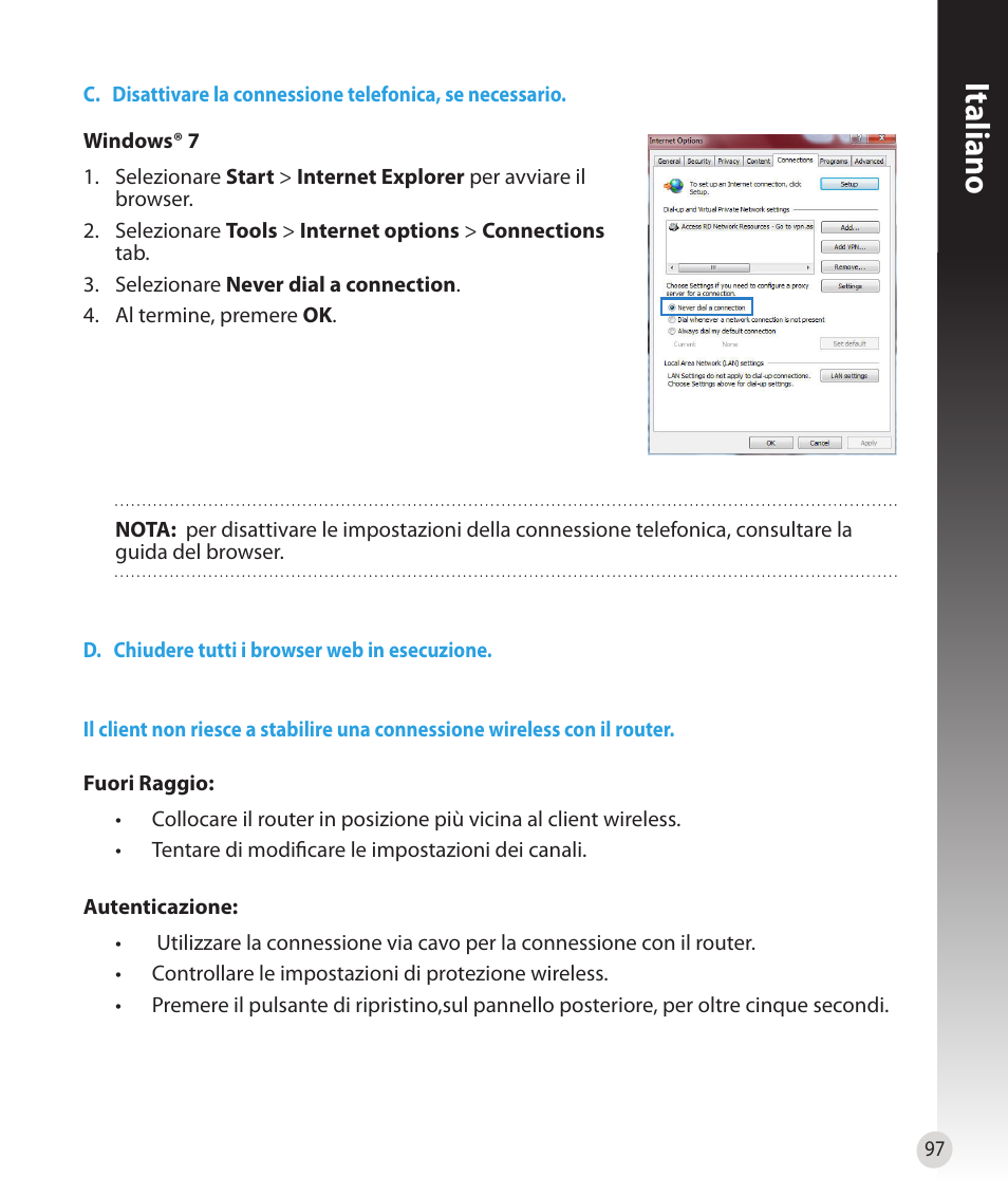 Italiano | Asus RT-N16 User Manual | Page 85 / 147