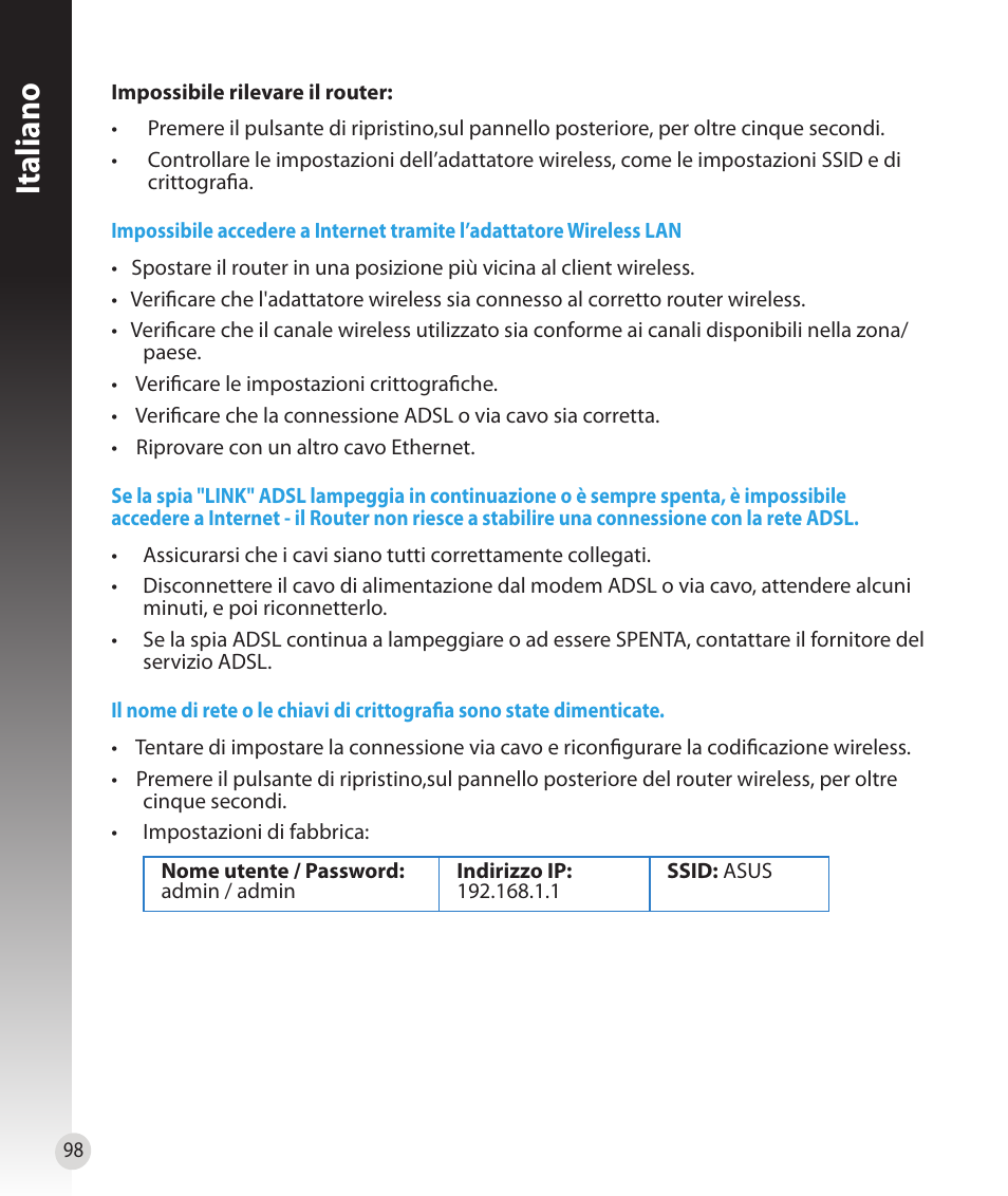 Italiano | Asus RT-N16 User Manual | Page 86 / 147