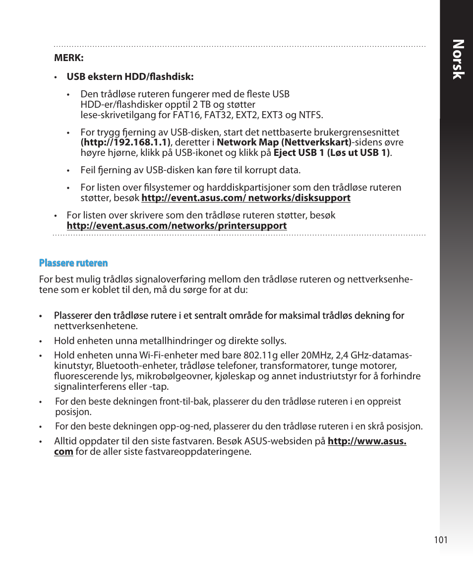 Norsk | Asus RT-N16 User Manual | Page 89 / 147