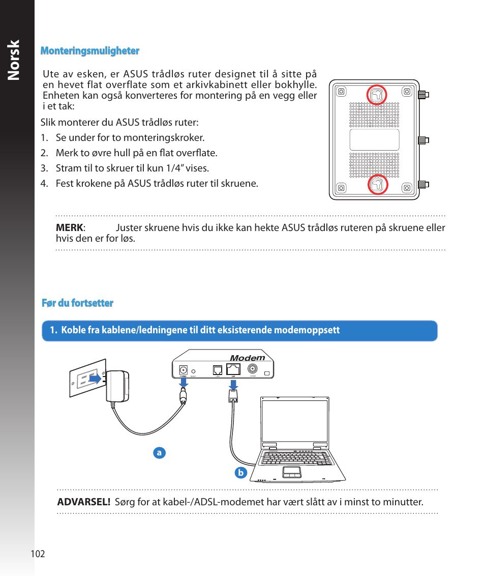 Norsk | Asus RT-N16 User Manual | Page 90 / 147