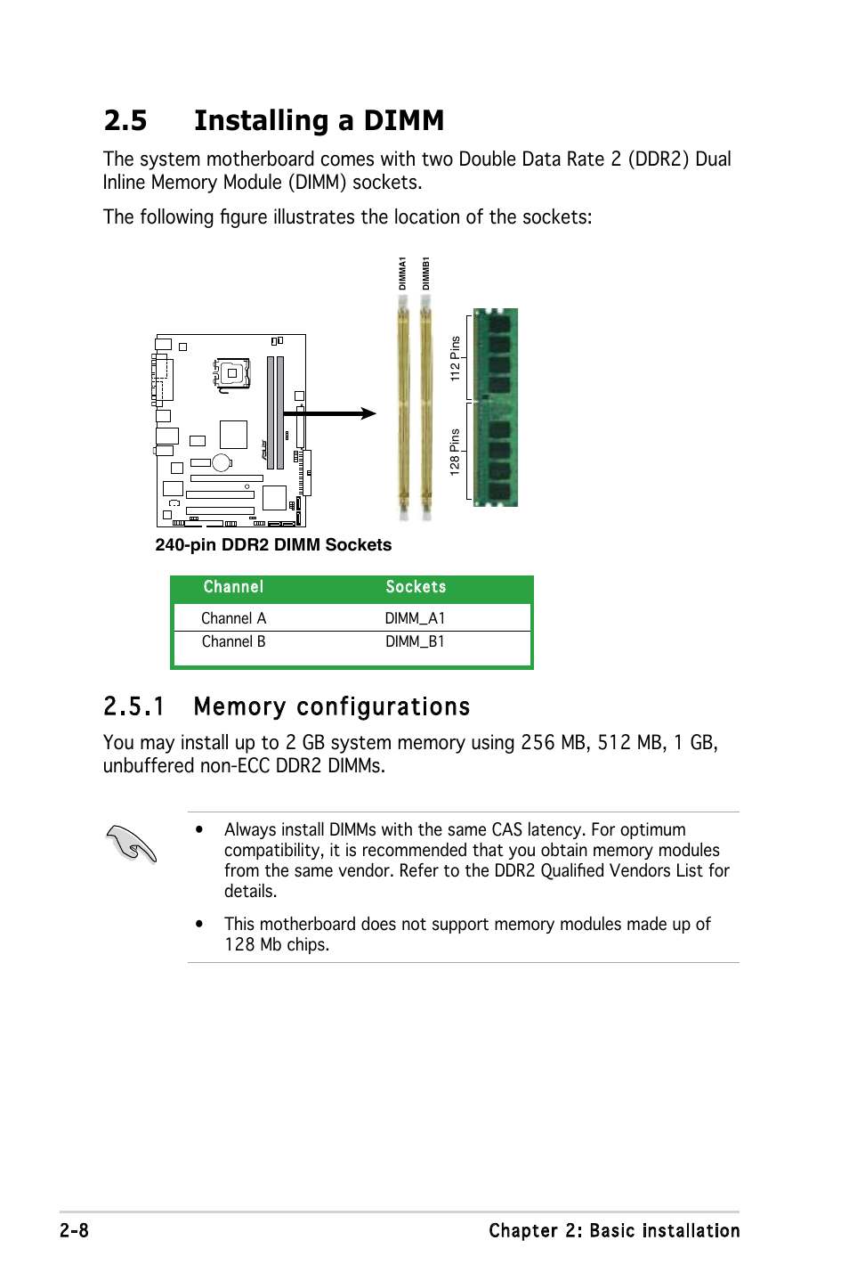 5 installing a dimm | Asus V3-P5945GC User Manual | Page 26 / 100