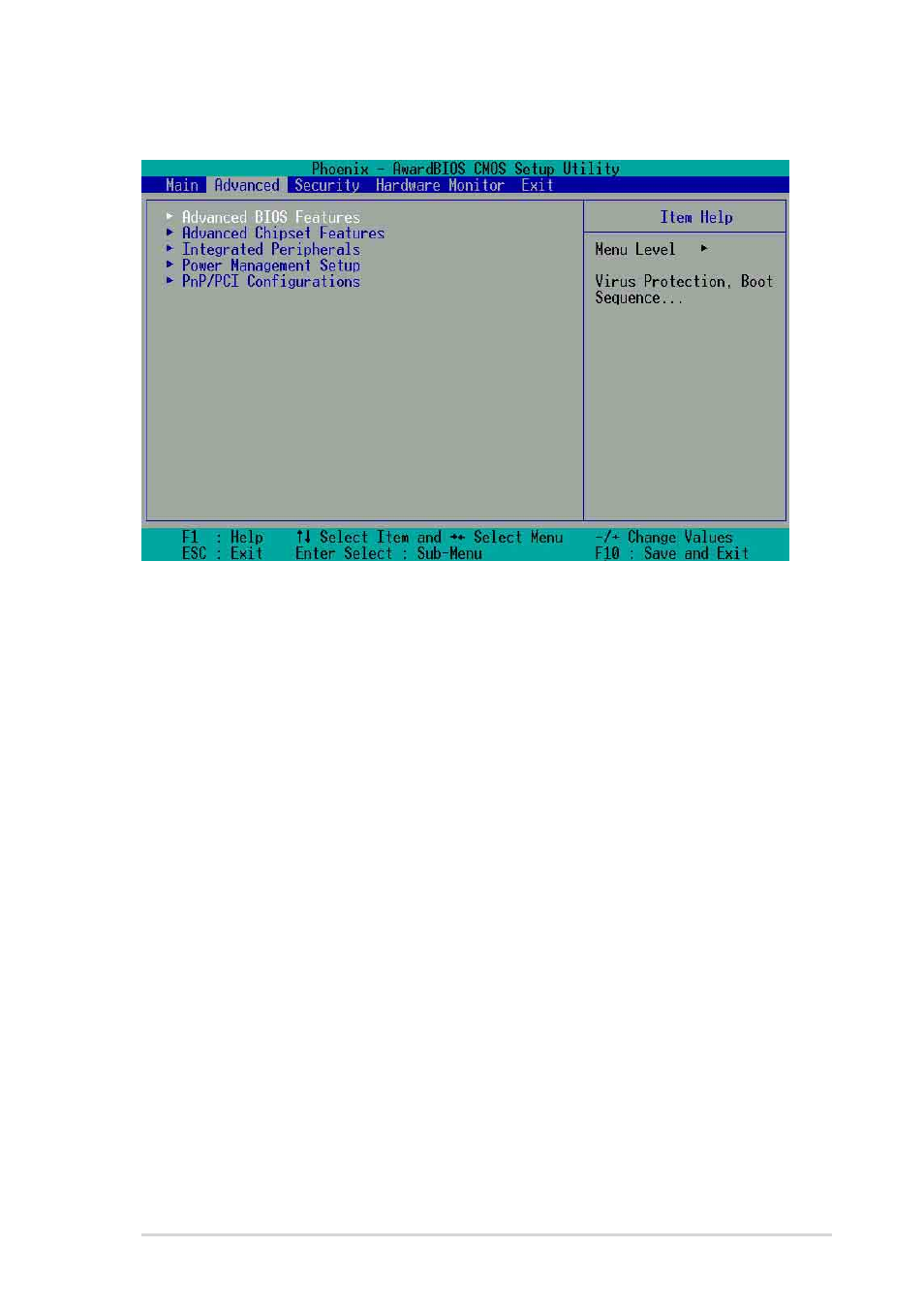 4 advanced menu, Advanced menu items | Asus A7N8X Deluxe User Manual | Page 69 / 124