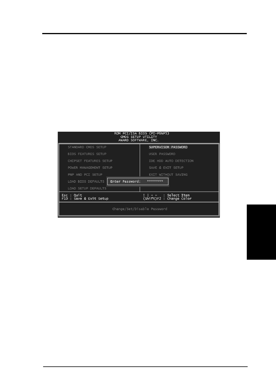 Iv. bios software, Supervisor password and user password | Asus P/I-P6NP5 User Manual | Page 51 / 64