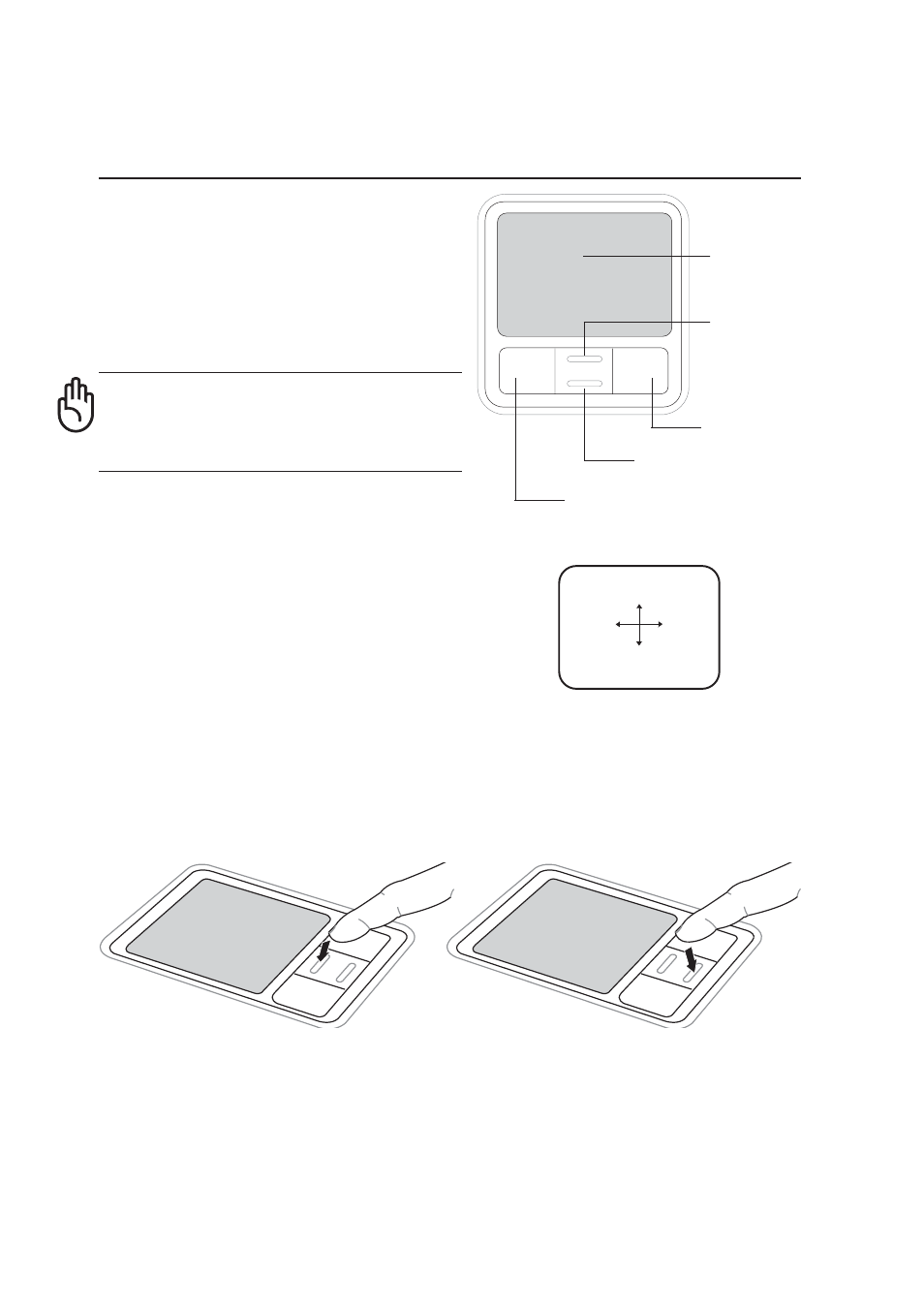 Pointing device, Scroll up scroll down, Using the touchpad | Touchpad usage illustrations | Asus A2Dc User Manual | Page 41 / 74