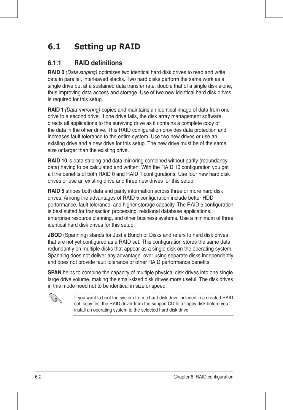 1 setting up raid, 1 raid definitions | Asus RS924A-E6/RS8 User Manual | Page 112 / 162