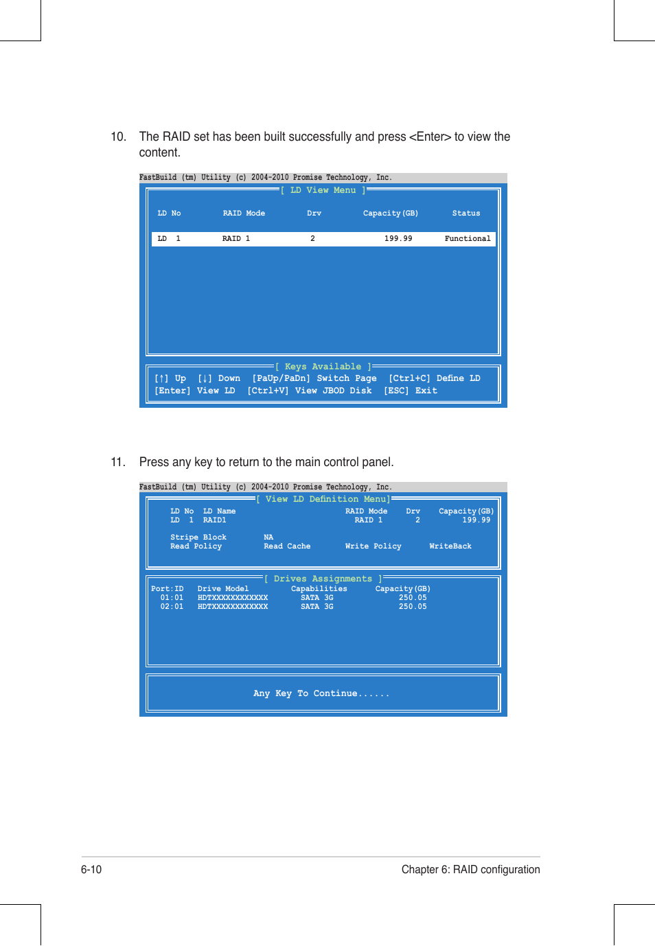 Press any key to return to the main control panel | Asus RS924A-E6/RS8 User Manual | Page 120 / 162