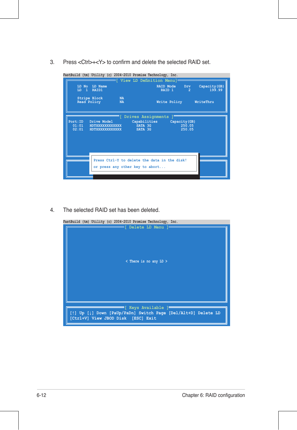 The selected raid set has been deleted | Asus RS924A-E6/RS8 User Manual | Page 122 / 162