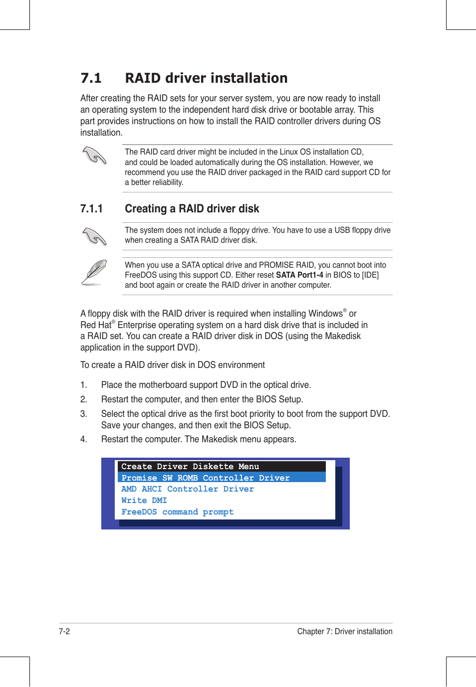 1 raid driver installation, 1 creating a raid driver disk | Asus RS924A-E6/RS8 User Manual | Page 126 / 162