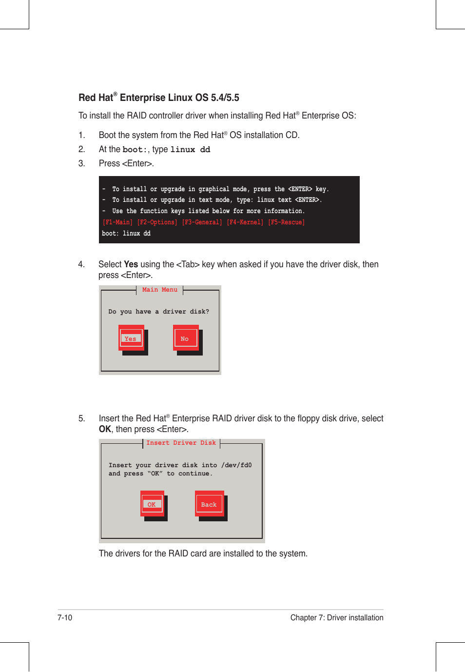 Red hat, Enterprise linux os 5.4/5.5 | Asus RS924A-E6/RS8 User Manual | Page 134 / 162