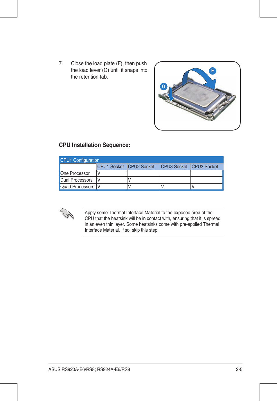 Cpu installation sequence | Asus RS924A-E6/RS8 User Manual | Page 27 / 162