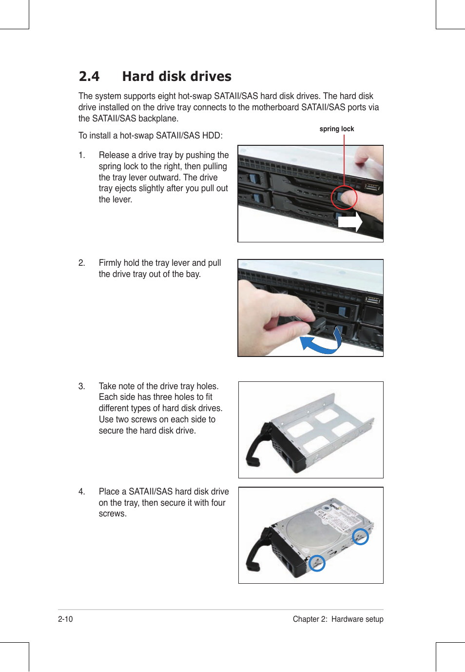 4 hard disk drives | Asus RS924A-E6/RS8 User Manual | Page 32 / 162