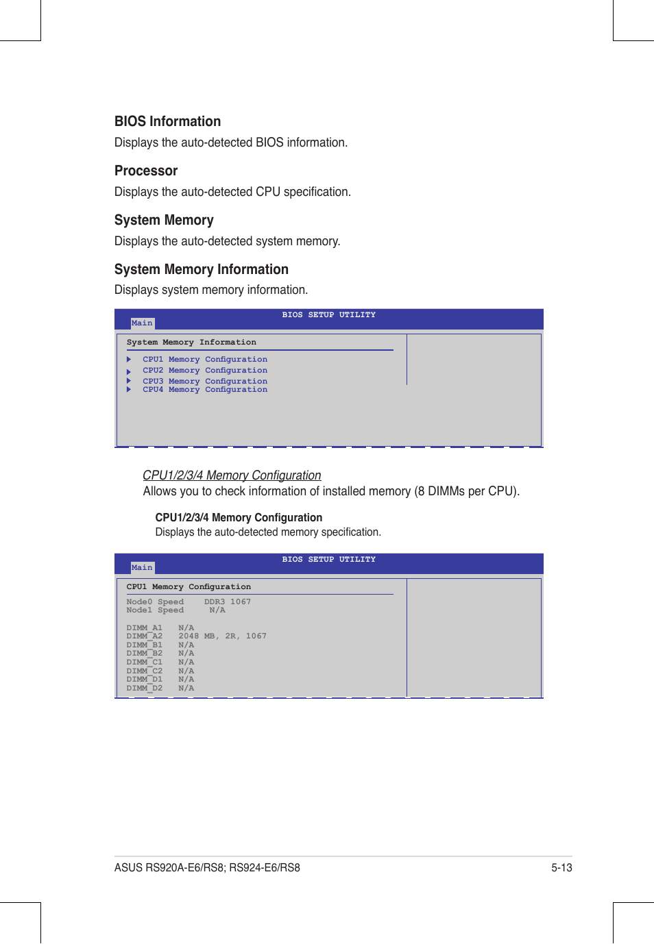 Bios information, Processor | Asus RS924A-E6/RS8 User Manual | Page 81 / 162