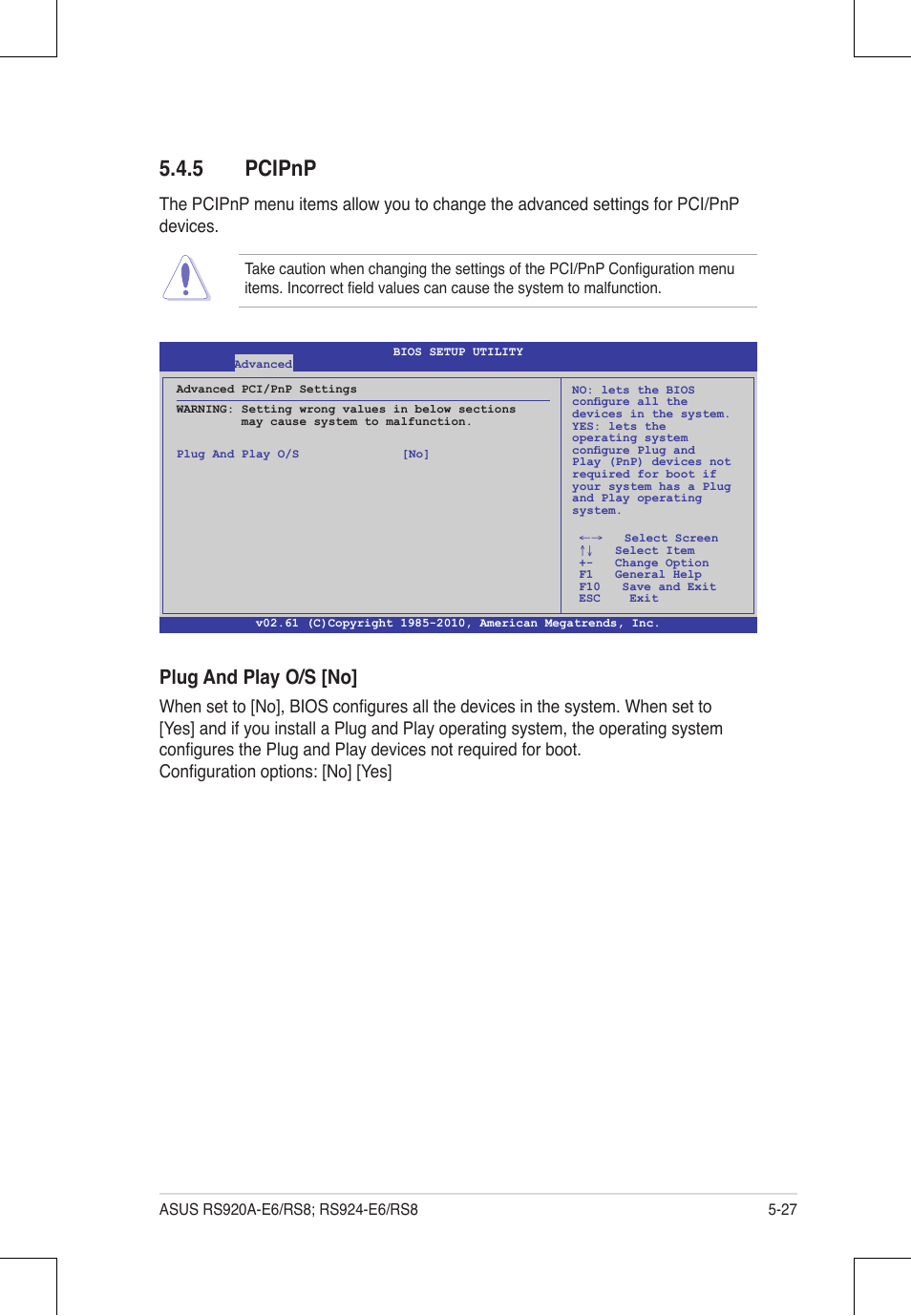 5 pcipnp, Plug and play o/s [no | Asus RS924A-E6/RS8 User Manual | Page 95 / 162